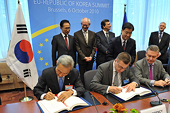 EU/Korea trade agreement effective next July; eliminates 98% of barriers